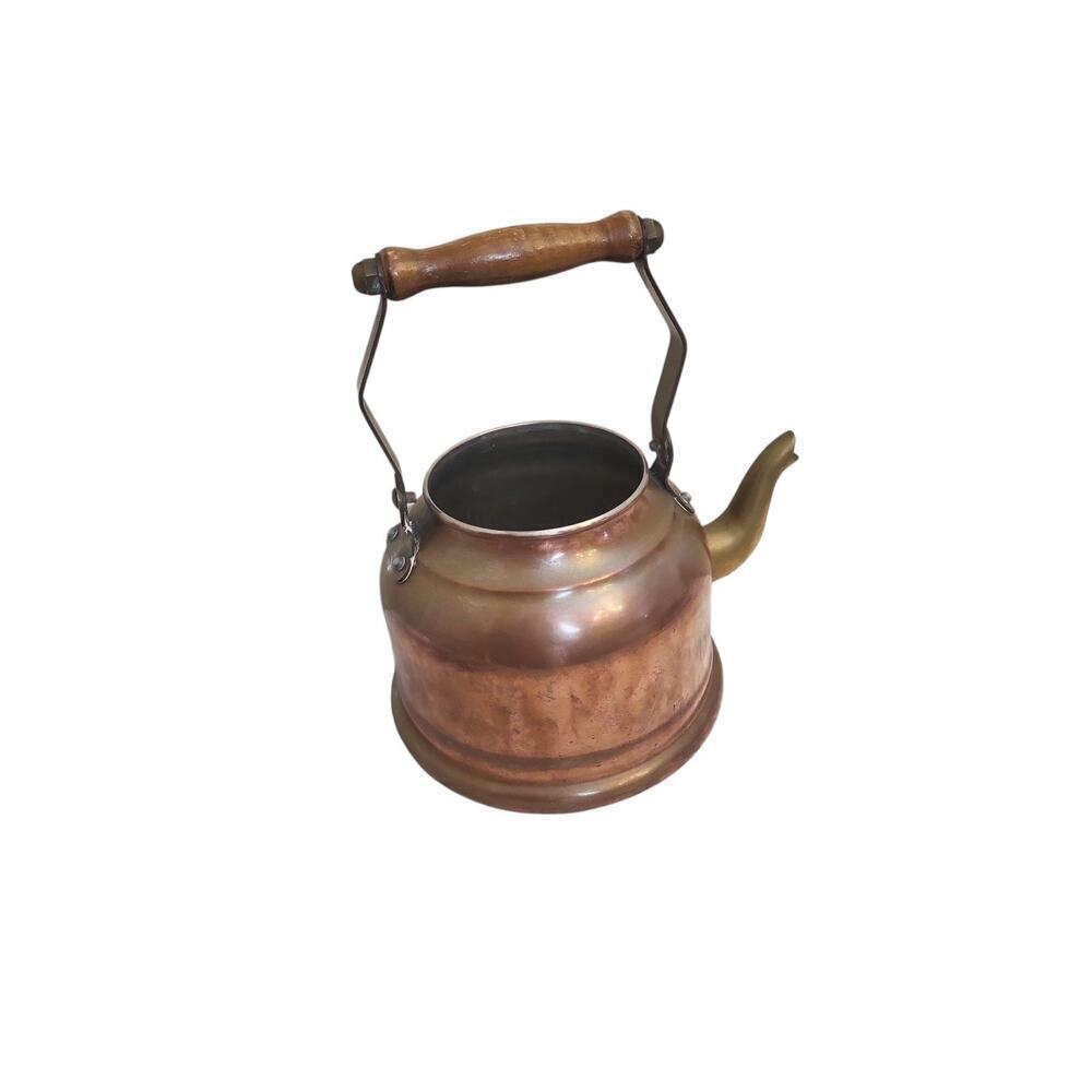 Centuria Baumlin Copper And Brass Wood Handles Water Kettel Made in France - Picture 7 of 12
